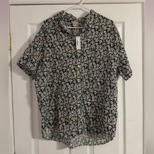 J. Crew Black and White Floral Men's Shirt